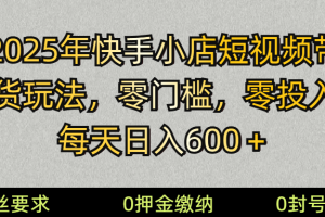 (14185期) 2025快手小店短视频带货模式,零投入,零门槛,每天日入600+