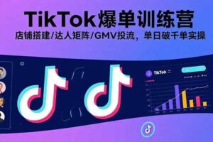(15920期)TikTok爆单训练营,店铺搭建/达人矩阵/GMV投流,单日破千单实操