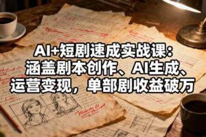 (16359期)AI+短剧速成实战课:涵盖剧本创作、AI生成、运营变现,单部剧收益破万