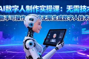 (16376期)AI数字人制作实操课:无需技术,新手可操作,免费无限生成数字人技术!