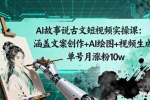 (16369期)AI故事说古文短视频实操课:涵盖文案创作+AI绘图+视频生成,单号月涨粉10w