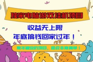 (16411期)独家电脑游戏挂机项目,收益无上限,年底搞钱回家过年!
