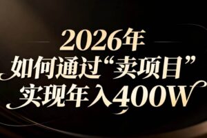 （16999期）2026年如何通过“卖项目”实现年入百万