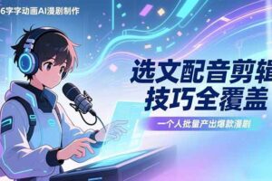 (17477期)2026字字动画AI漫剧制作-1期,选文配音剪辑技巧全覆盖,一个人就能批量产出爆款漫剧