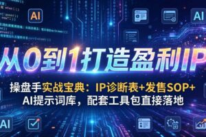 （17593期）操盘手实战宝典：IP诊断表+发售SOP+AI提示词库，配套工具包直接落地，从0到1打造盈利IP
