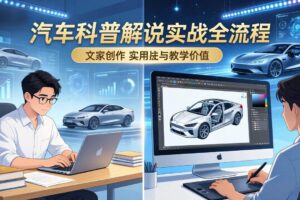 （17665期）抖音汽车科普解说实战：文案+动画+画面处理+去水印全流程，打造专业汽车科普视频